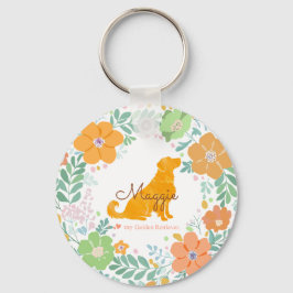 Llavero Pastel Naranja Retriever Dorado Foto Personalizada