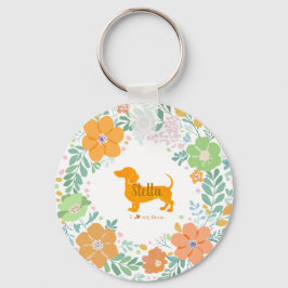 Llavero Pastel Orange Dachshund Custom Name & Photo