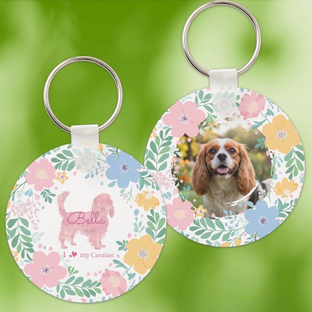 Llavero Pastel Pink Wreath Cavalier King Charles Spaniel  (Subido por el creador)