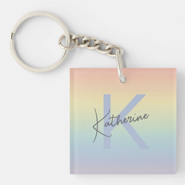Llavero Pastel Rainbow Gradient Monogram (Frente)