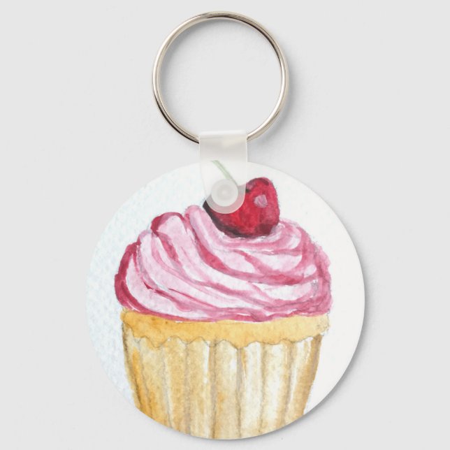 Llavero Pastel rosa con cereza (Anverso)