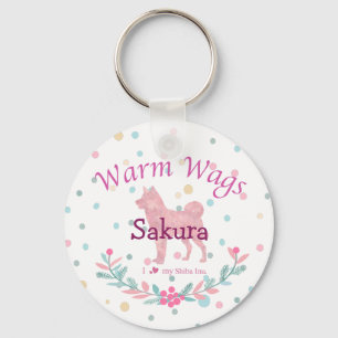 Llavero Pastel Rosa Shiba Inu Navidad Personalizada