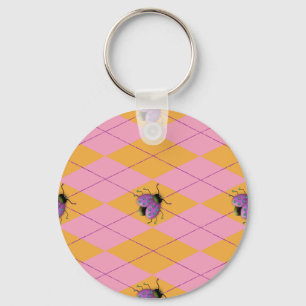 Llavero Pastel Rosa y Naranja Argyle Ladybug