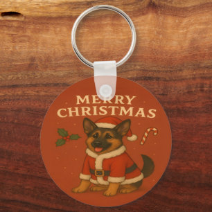 Llavero Pastor Alemán de Navidad Perro Santa de Navidad