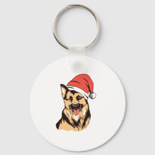 Llavero Pastor alemán perro Santa Hat - Navidades divertid