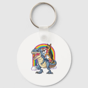 Llavero Pastor alemán Unicornio Dinosaur T rex Funny Rainb