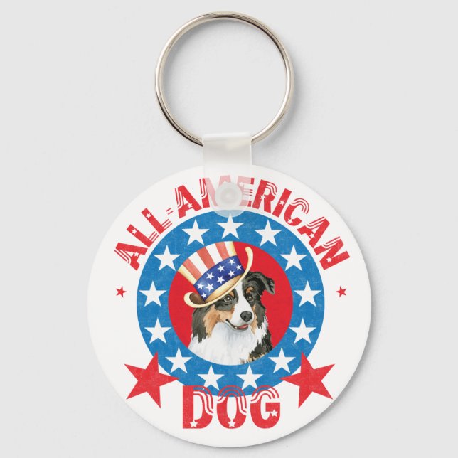 Llavero Pastor Australiano Patriótico (Anverso)