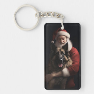 Llavero Pastor Belga Santa Claus Navideño Festivo