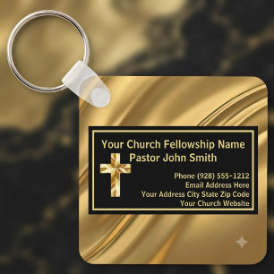 Llavero Pastor de la Iglesia Elegante Dorado y Negro