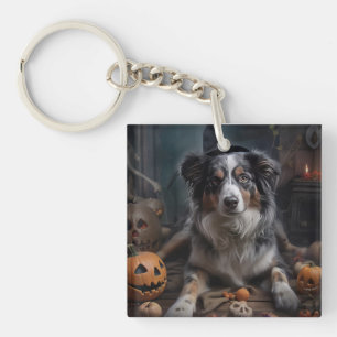 Llavero Pastores Australianos Calabazas Halloween Espeluzn