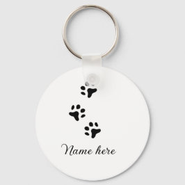 Llavero Pata de perro mascota negro añadir nombre texto fo