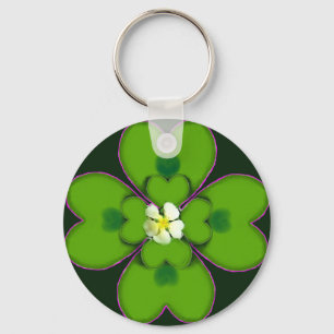 Llavero Patada de flores irlandesas de cuatro hojas