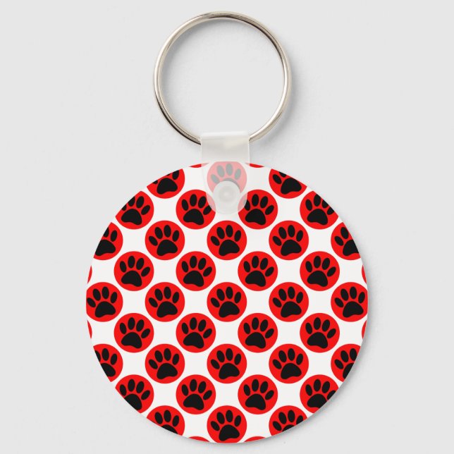 Llavero Patas de perro negras con puntos rojos de polka (Anverso)