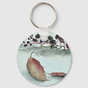 Llavero Patata dulce con planta cultivada en segundo plano