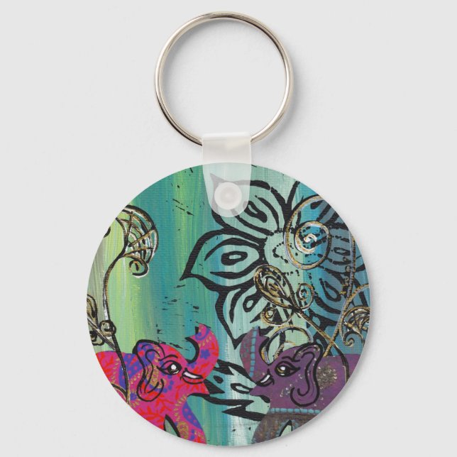 Llavero Patchwork Elephants keychain (Anverso)