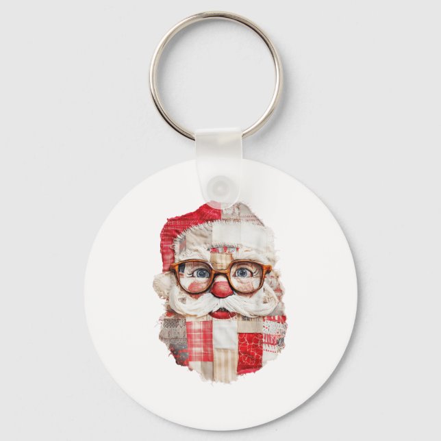 Llavero Patchwork Santa Claus Face Preppy Girly Christmas  (Anverso)