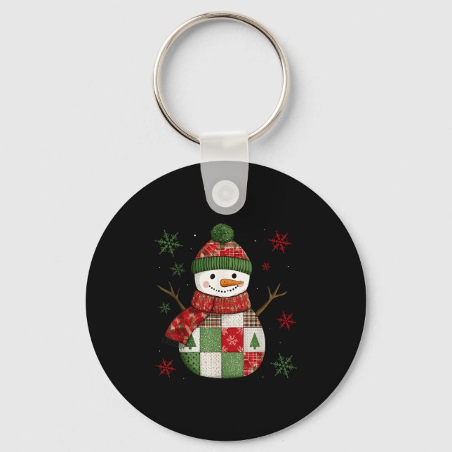 Llavero Patchwork Snowman Retro Funny Christmas Snowman Ho (Anverso)