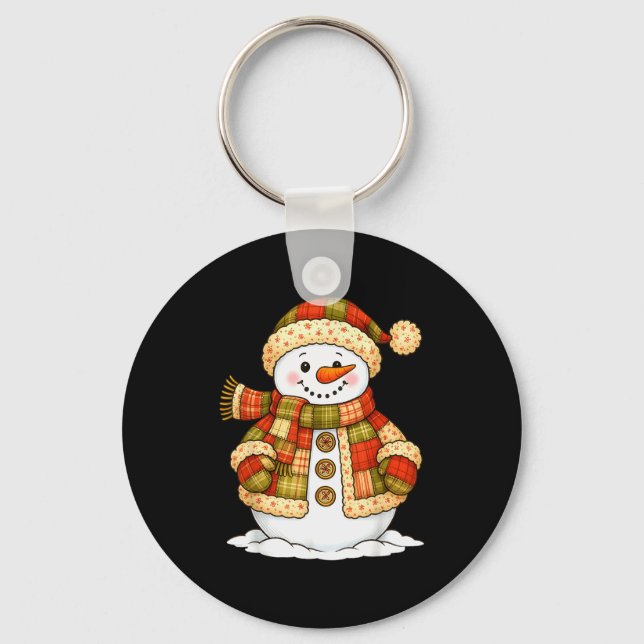Llavero Patchwork Snowman Retro Funny Snowman Holiday Chri (Anverso)