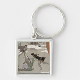 Llavero Patinaje de hielo en el lago congelado,