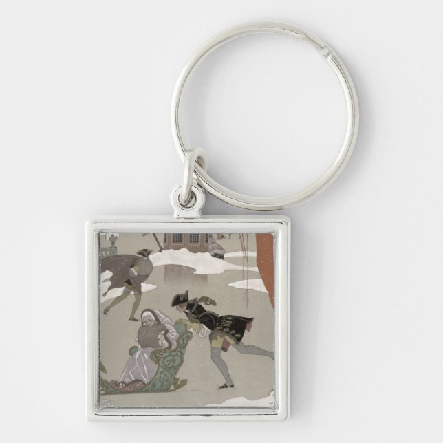 Llavero Patinaje de hielo en el lago congelado, (Frente)