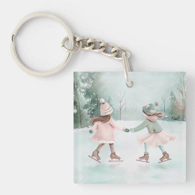 Llavero Patinaje sobre Chicas de menta y rosa - Escena de  (Frente)