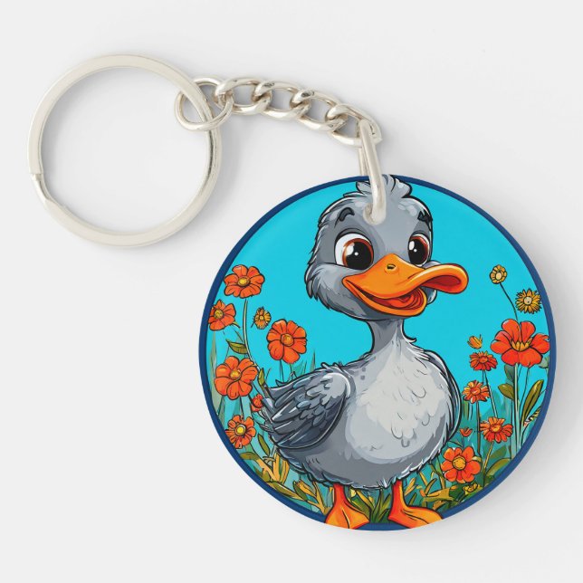 Llavero Pato adorable de dibujos animados (Frente)