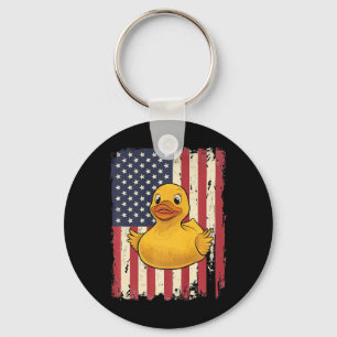 Llavero Pato De Caucho Bandera Estadounidense Día De Indep