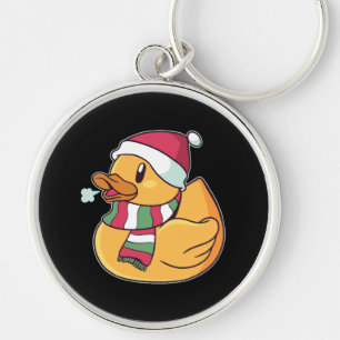 Llavero Pato de goma de Navidad Sombrero de Santa Regalo p