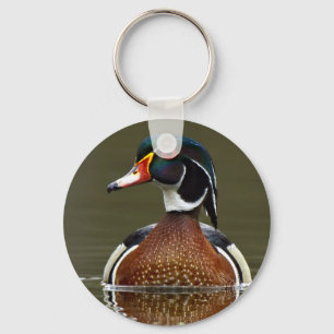 Llavero Pato de madera sobre el agua