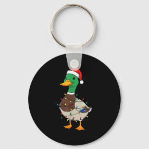 Llavero Pato de Navidad Adorable con Luces de Navidad