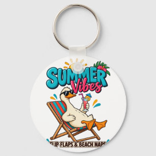 Llavero Pato de Vibraciones de Verano – Chanclas y Siestas