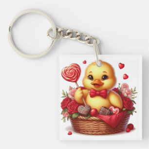 Llavero Pato El día de San Valentín cúrito/blanco