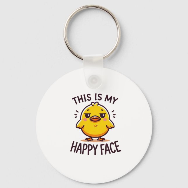 Llavero pato gruñón-esta es mi cara feliz graciosa (Anverso)