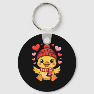 Llavero Pato Kawaii Día de San Valentín Corazones Bufanda