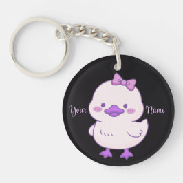 Llavero Pato Lazo Morado Bonito Kawaii Negro Personalizado