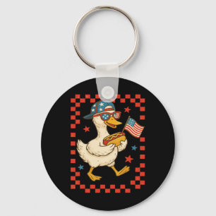 Llavero Pato Patriótico Con Hot Dog Y Bandera Divertido 4