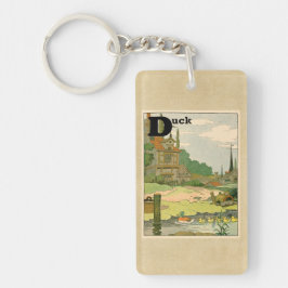 Llavero Pato y anadones que nadan en el río