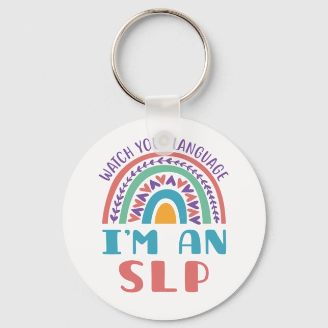Llavero Patólogo de voz cuida tu idioma soy un SLP (Anverso)