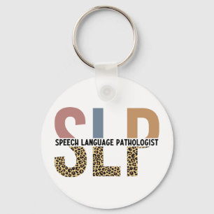 Llavero Patólogo de voz SLP Leopard Print Typography