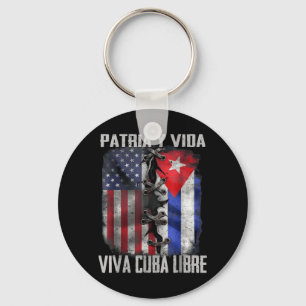 Llavero Patria Y Vida Viva Cuba Libre Patriótico Retro USA