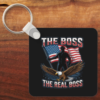 Llavero Patriotic American Eagle The Real Boss Design