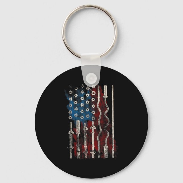 Llavero Patriotic American Flag Gym For Weight Lifters  (Anverso)