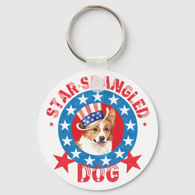 Llavero Patriotic Pembroke Welsh Corgi (Anverso)