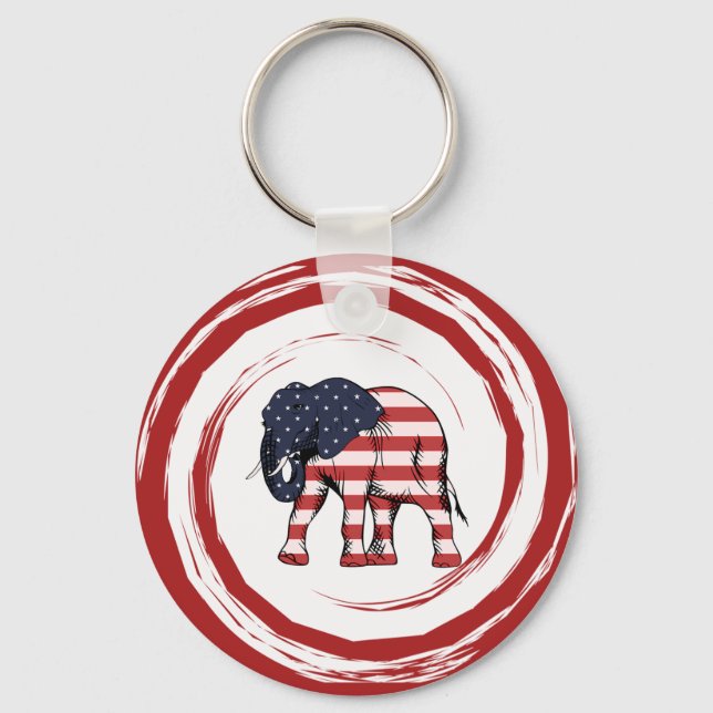 Llavero Patriotic Red White Blue Elephant (Anverso)