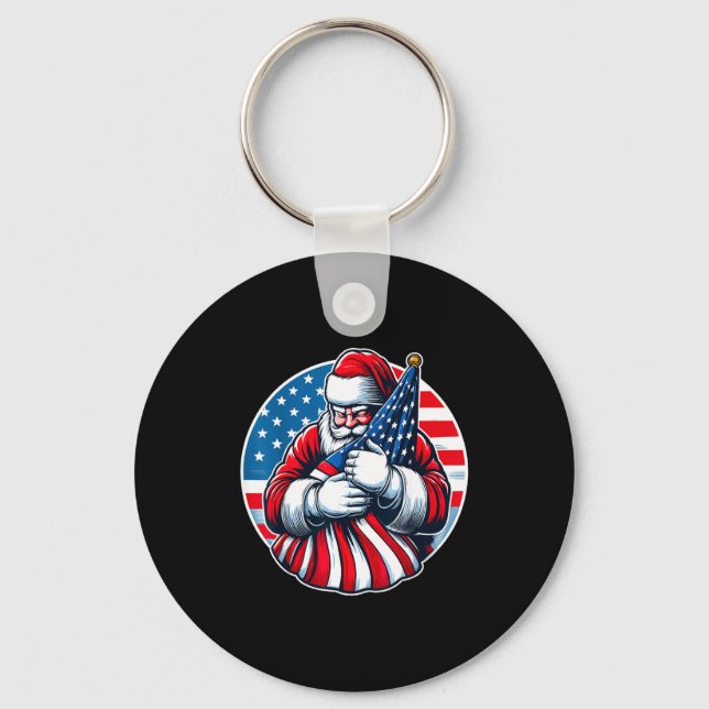 Llavero Patriotic Santa Claus For Men Women Usa Flag Chris (Anverso)