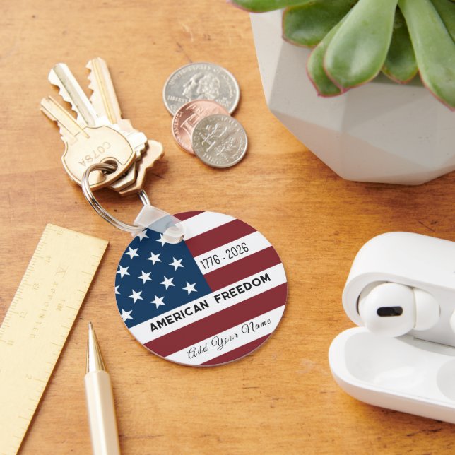 Llavero Patriotic US Flag Custom Text Name  (Escritorio )