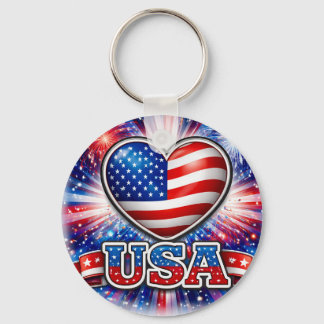 Llavero Patriotic USA Heart keychain – American Flag 