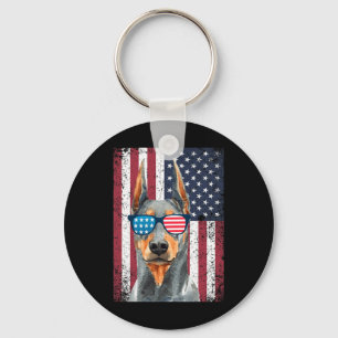 Llavero Patriótico Doberman Pinscher 4 De Julio Eeuu Ameri