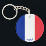 Llavero Patriótico encantador de la bandera de Francia<br><div class="desc">Bandera de Francia Encantadora Keychain Patriótica con la bandera de Francia impresa por toda la cadena de claves. Nombre del país en sutilmente integrado en el diseño de la parte inferior. El texto es totalmente personalizable usando la función "Personalizar". Esta hermosa cadena France Keychain es un regalo elegante para cualquier...</div>
