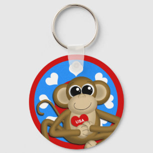 Llavero Patriótico USA Monkey Basic Keychain